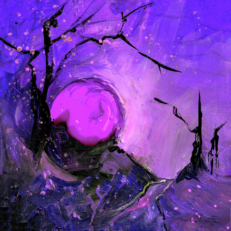 Purple Moon Painting by Miki De Goodaboom
