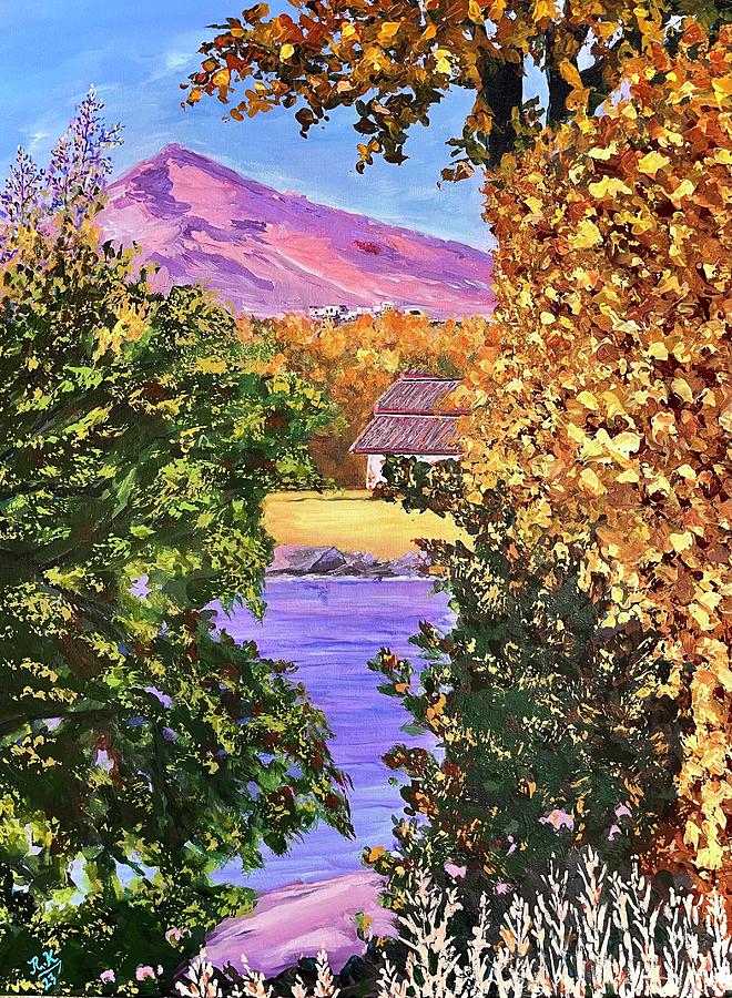 Purple mountain  Painting by Ray Khalife