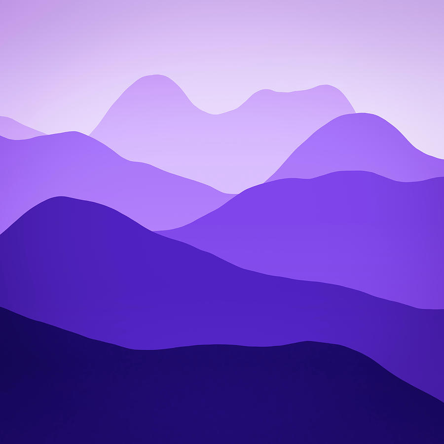 Purple Mountains Abstract Minimalist Landscape Digital Art by Matthias Hauser