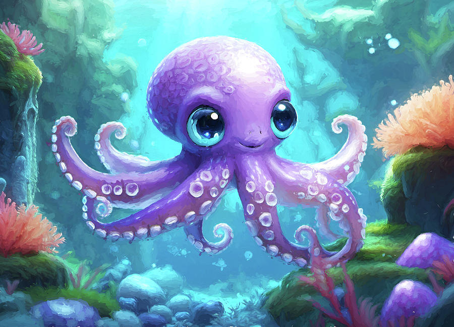 Purple Octopus Digital Art