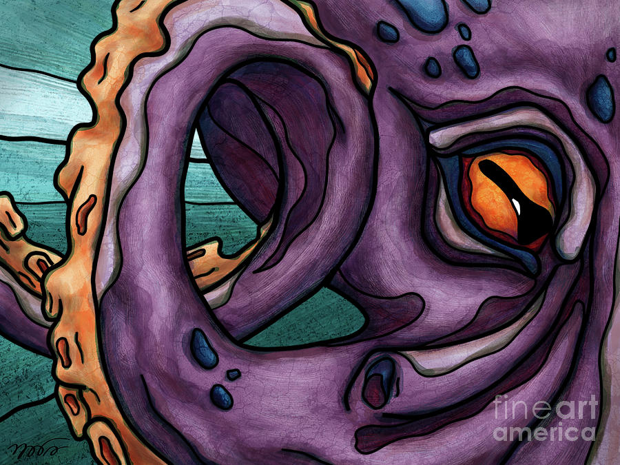 Purple octopus painting, giant octopus Painting by Nadia CHEVREL