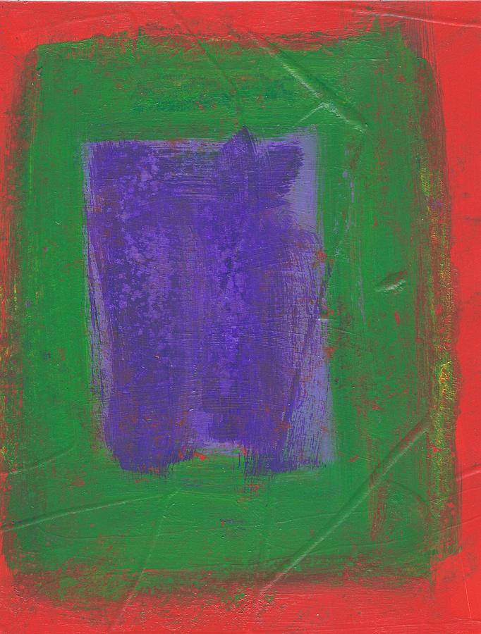 Purple on Green on Red Painting by Bill Tomsa