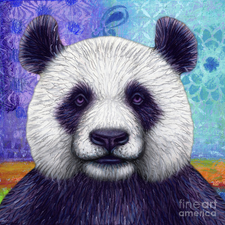 Purple Panda Abstract Painting by Amy E Fraser