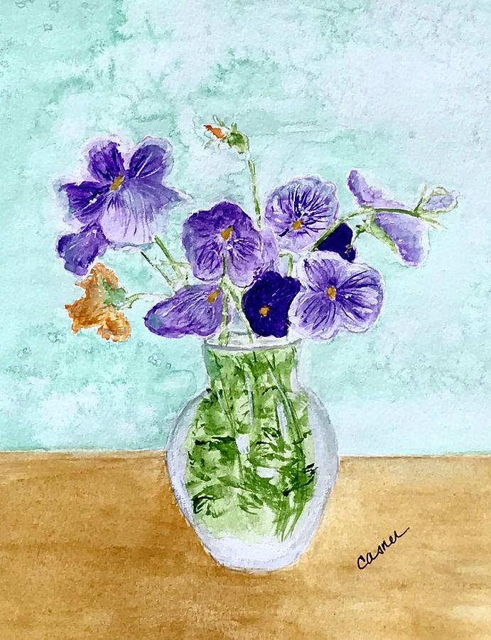 Purple Pansies Painting by Colleen Casner