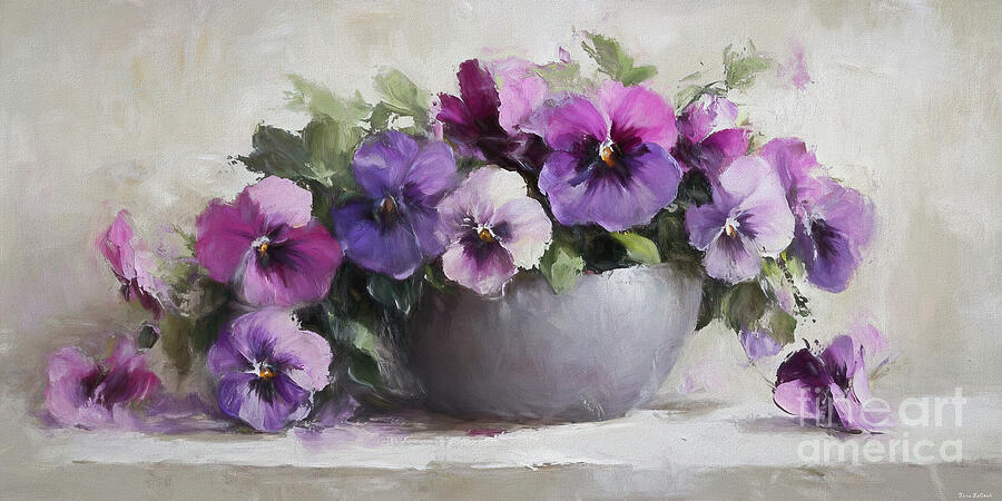Purple Pansy Flowers Painting by Tina LeCour Purple Pansy Flowers Painting by Tina LeCour