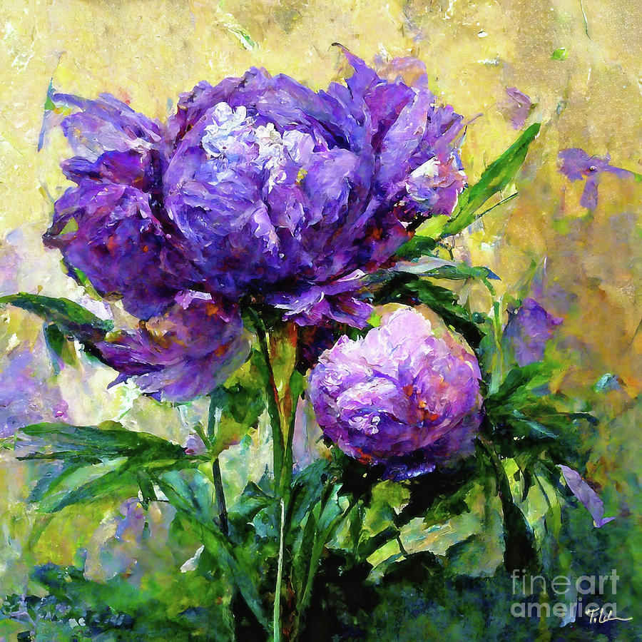 Purple Passion Peonies Painting by Tina LeCour