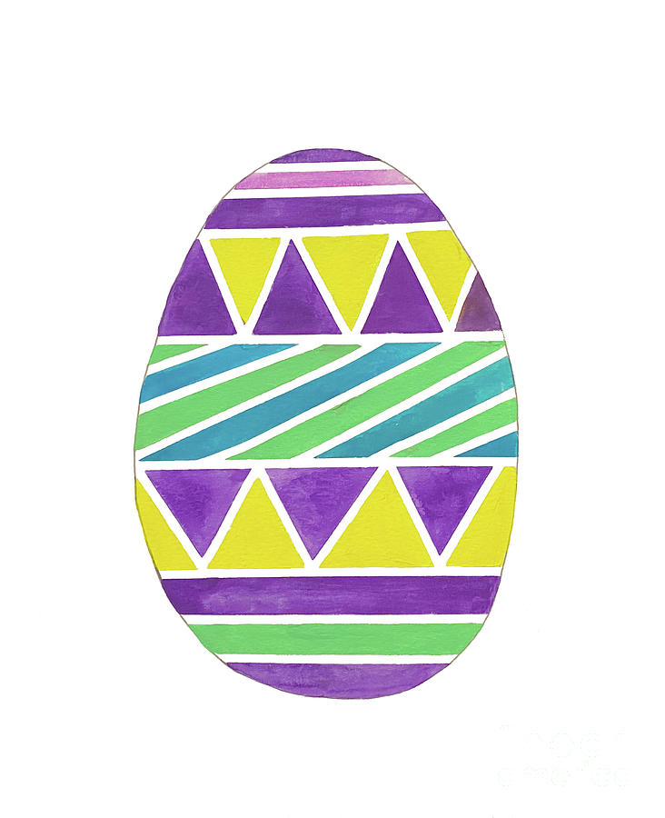 Purple Patterned Egg Mixed Media by Lisa Neuman