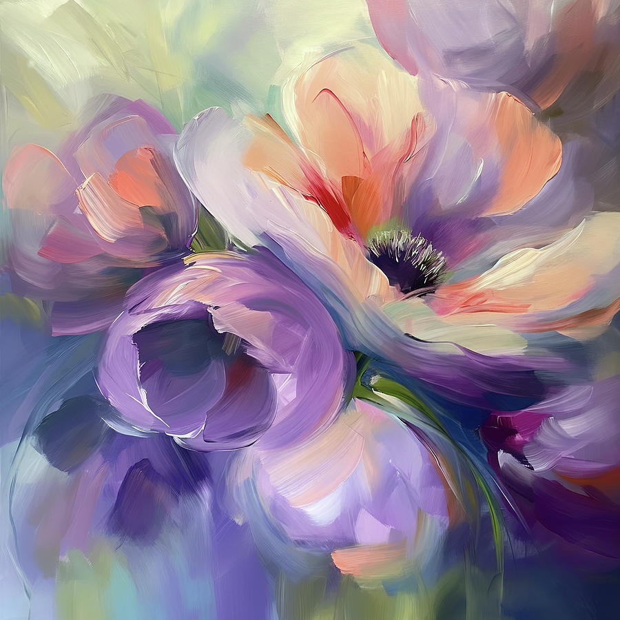 Flower Painting - Purple Peachy Expression by Lisa S Baker