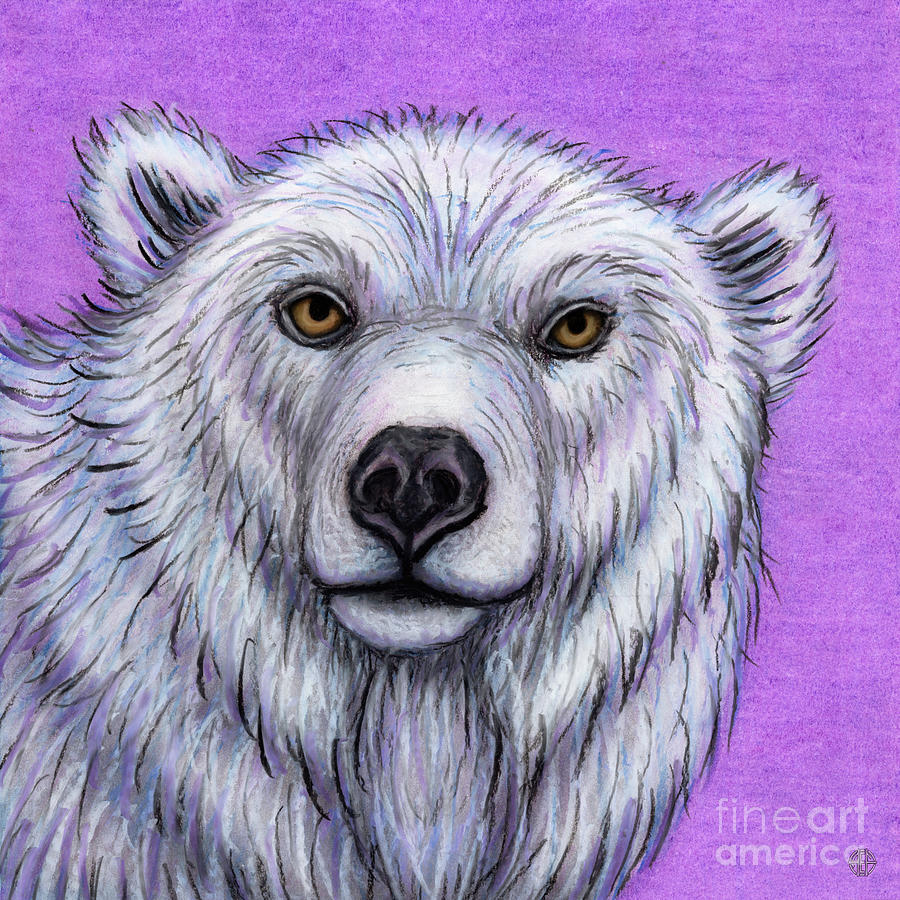 Purple Polar Bear Painting by Amy E Fraser