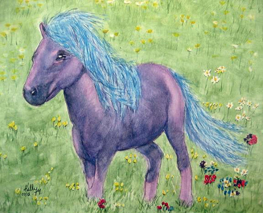 Purple Pony Painting by Kelly Mills