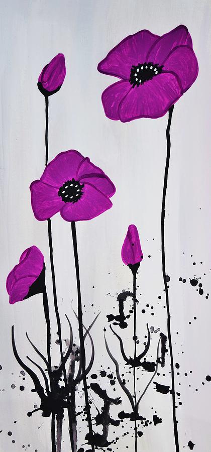 Purple Poppy Abstract Painting by Lkb Art And Photography