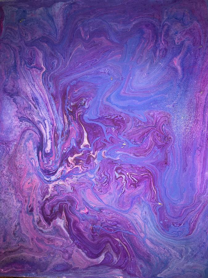 purple pour painting