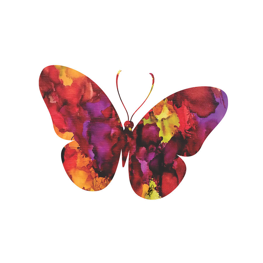Butterfly Painting - Purple Red Orange Abstract Butterfly Painting by Bridget Zoltek