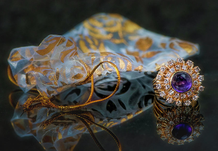 Purple ring with diamonds Photograph by Cordia Murphy