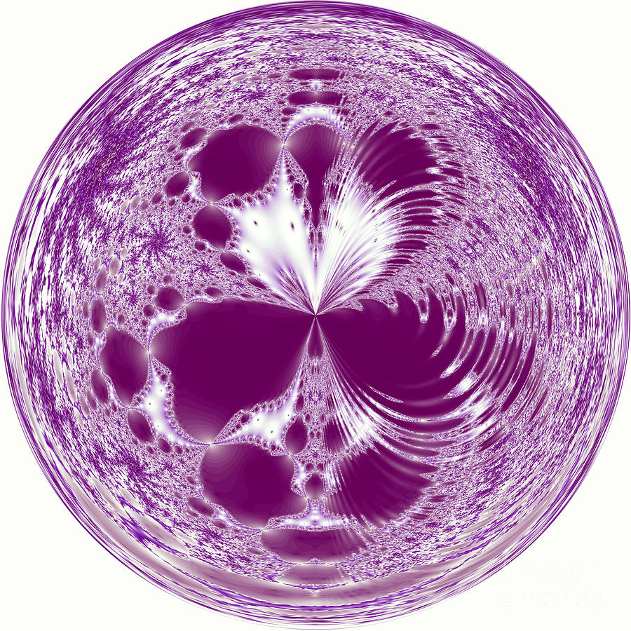 Abstract Digital Art - Purple Ripple Orb by Elisabeth Lucas