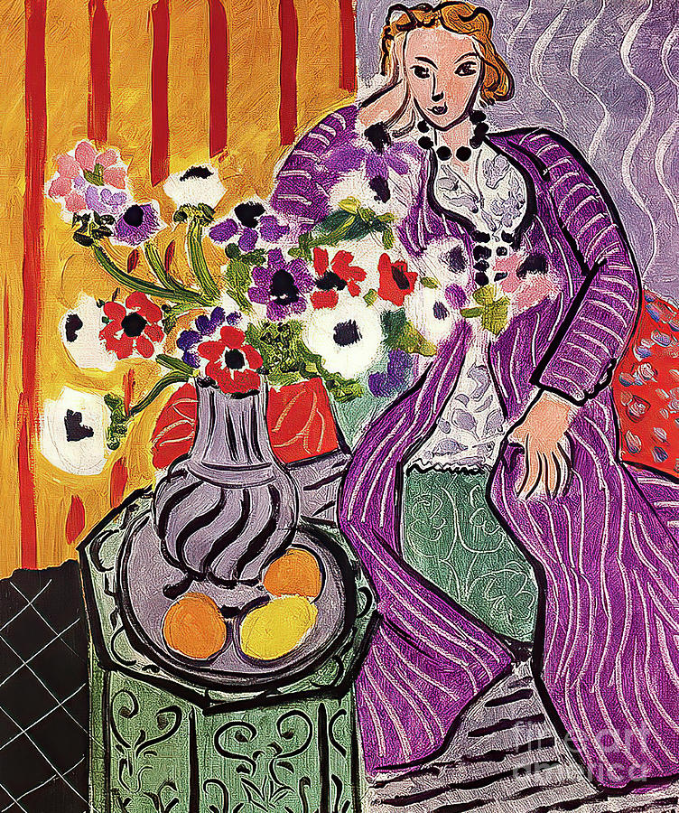 Purple Robe and Anemones by Henri Matisse 1937 Painting by Henri Matisse