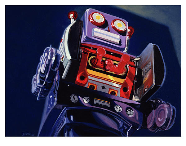 Purple Robot 3 Painting by Joe Borri