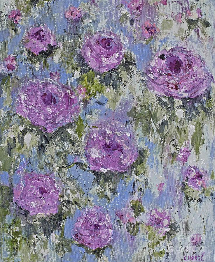 Purple Rose Painting by Cherie Salerno