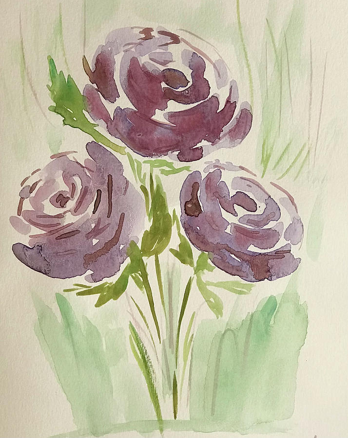 Purple roses  Painting by Tetiana Bielkina