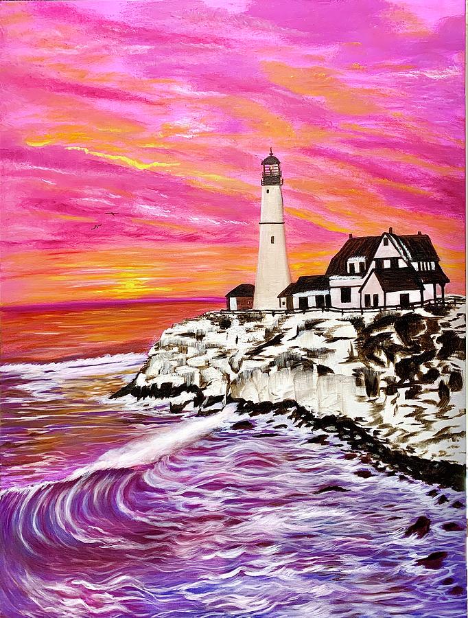 Purple Sea Painting By Angelia Wilson Fine Art America