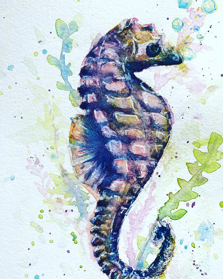 Purple Seahorse Painting by Sharron Knight - Fine Art America