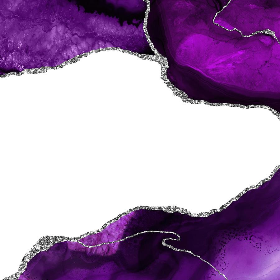 Purple Silver Agate Texture 11 Digital Art by Aloke Design