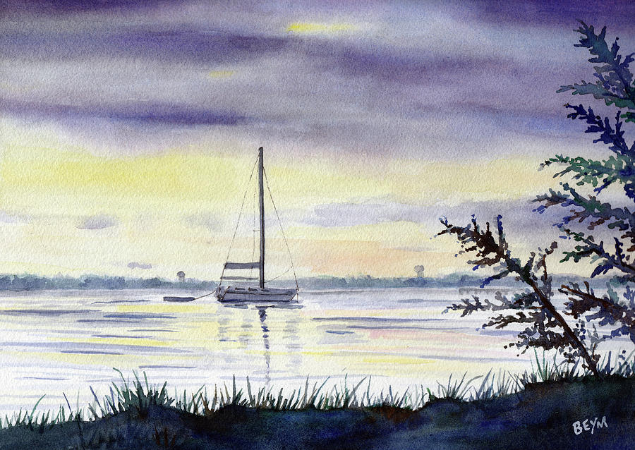 Purple Sky Dawn Painting by Clara Sue Beym
