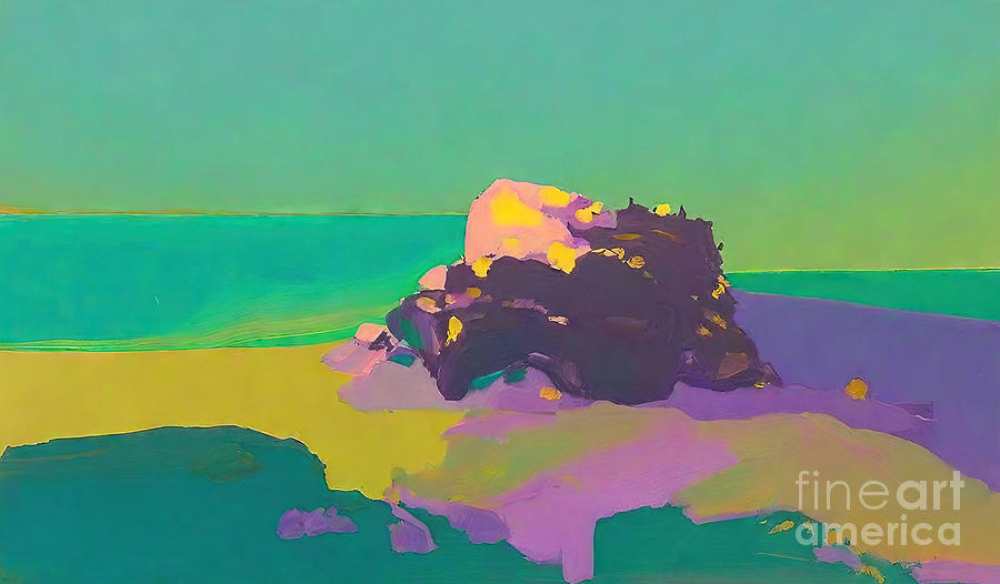 Summer Painting - Purple sky Painting purple rock sea seaside shadow sky summer su by N Akkash