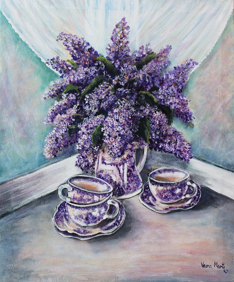 Purple Spring Painting by Vesna Martinjak