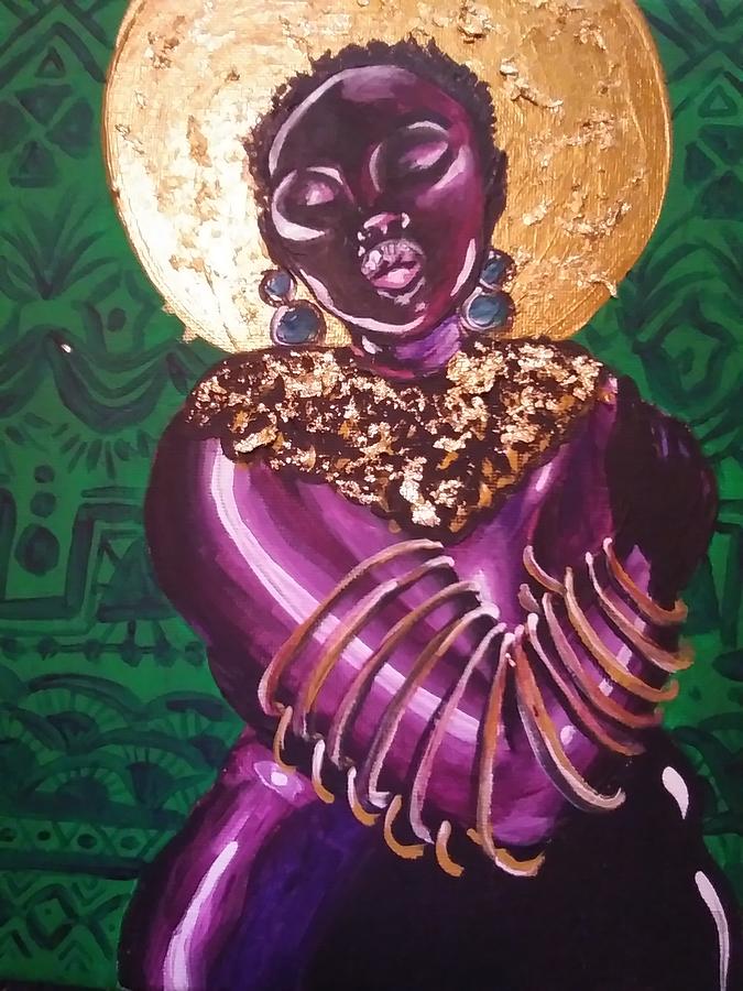 Black Woman Painting - Purple Sun by Crystal Guidry Black Woman Painting - Purple Sun by Crystal Guidry