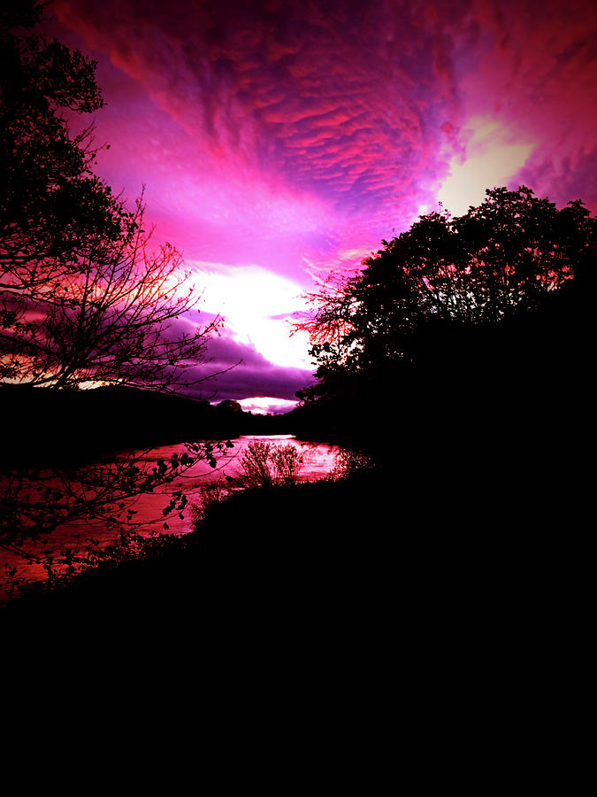 Purple Sunset Clouds and Purple River Photograph by David Burgess - Pixels