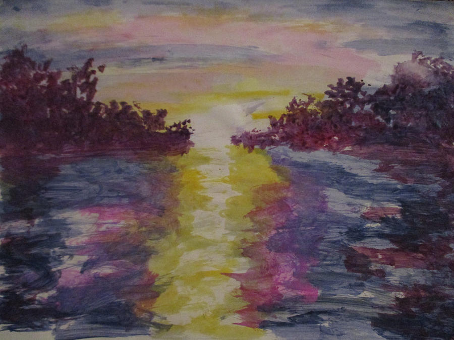 Purple Sunset Painting by Jen Shearer