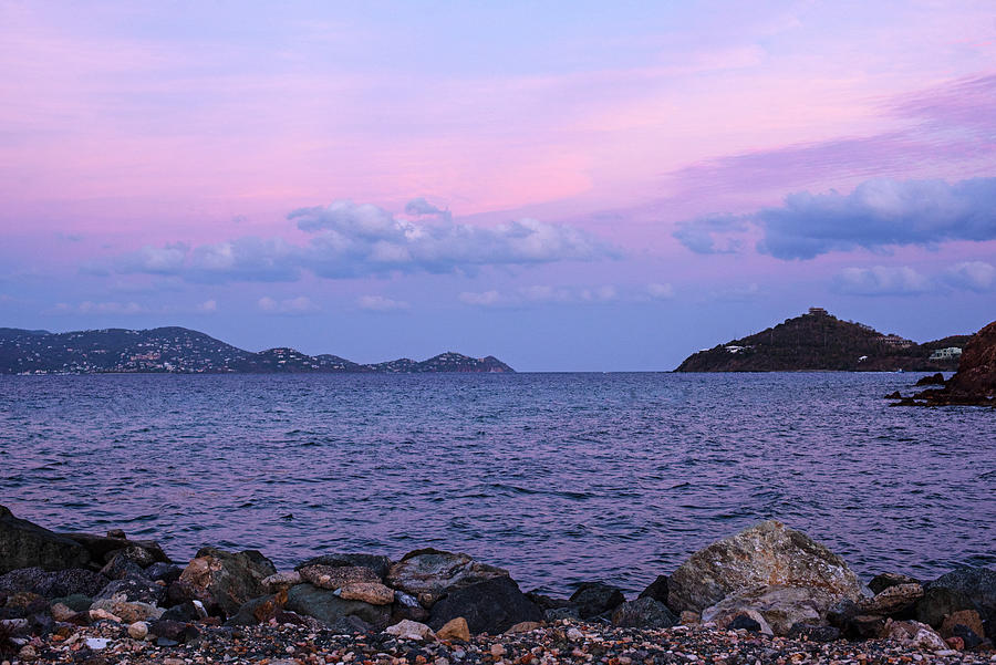 Purple Sunset over Saint John from Sapphire Beach Saint Thomas Photograph by Toby McGuire