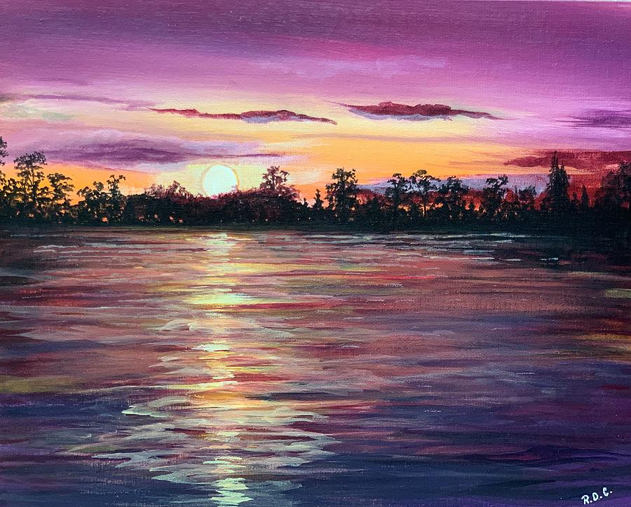  Purple  Sunset  Painting by Robin Crawford