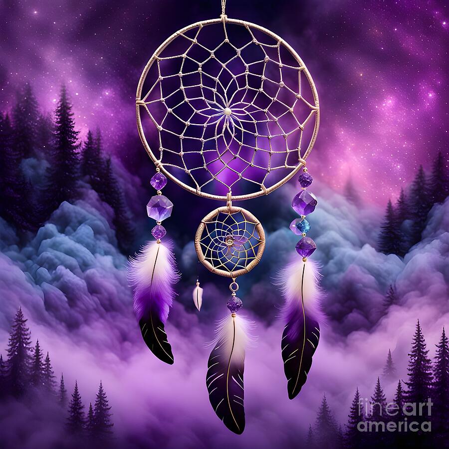 Purple Themed Dreamcatcher 2024 12011055ai Digital Art By Cindy's 