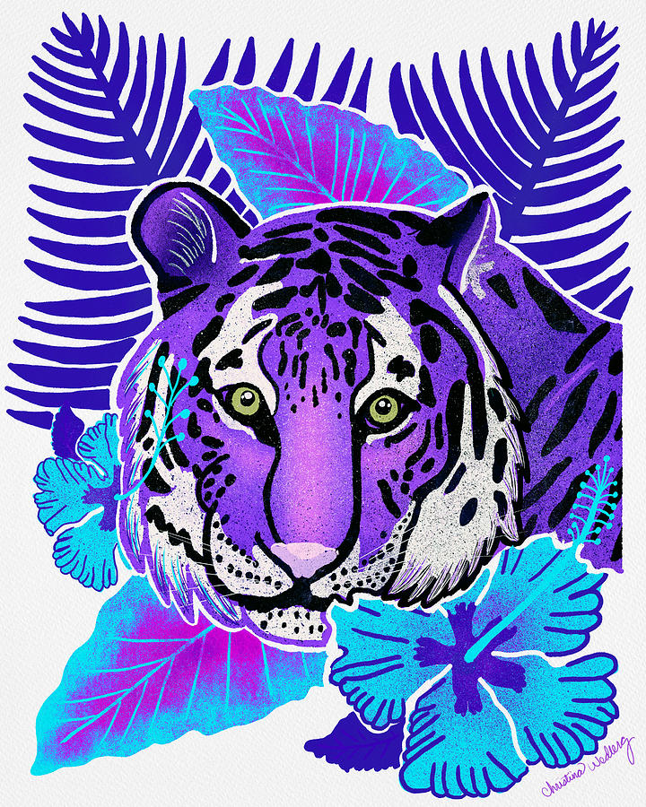 Purple Tiger Jungle Safari  Digital Art by Christina Wedberg