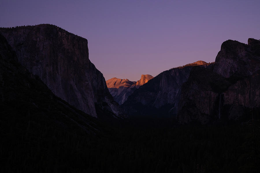 Purple Traces in the Sky as Sunset Fades Over Half Dome  Photograph by Kelly VanDellen