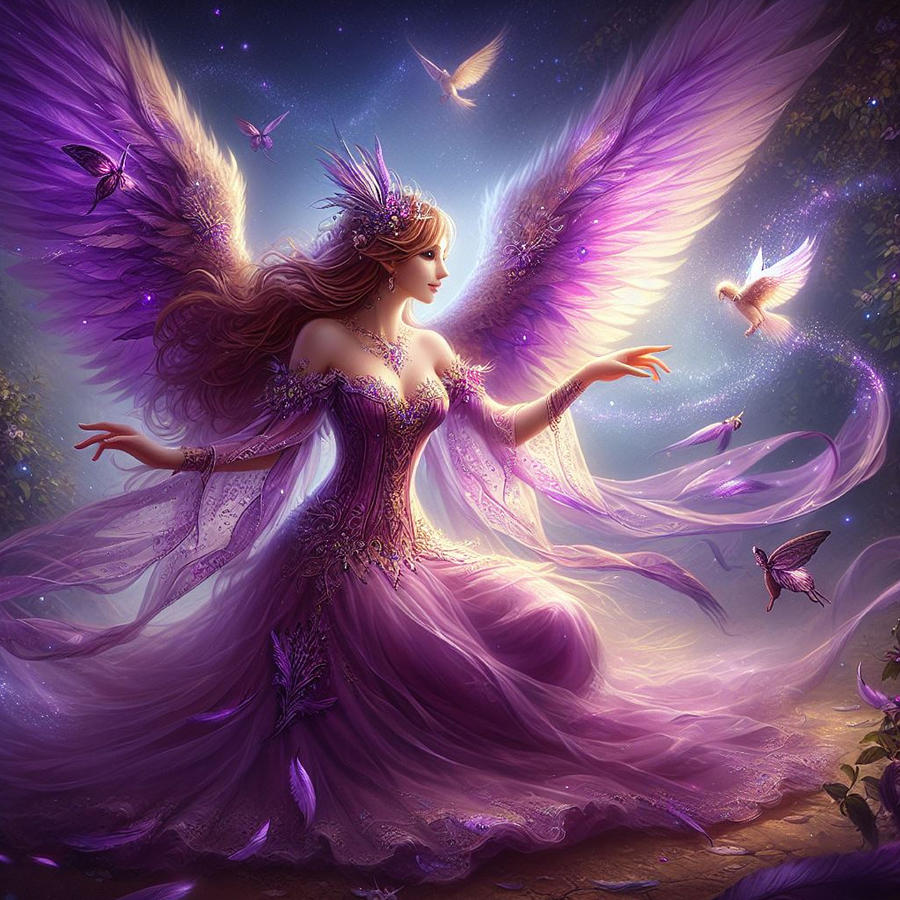 Purple Tranquility - Angelic Grace Digital Art by Eve Designs - Fine ...