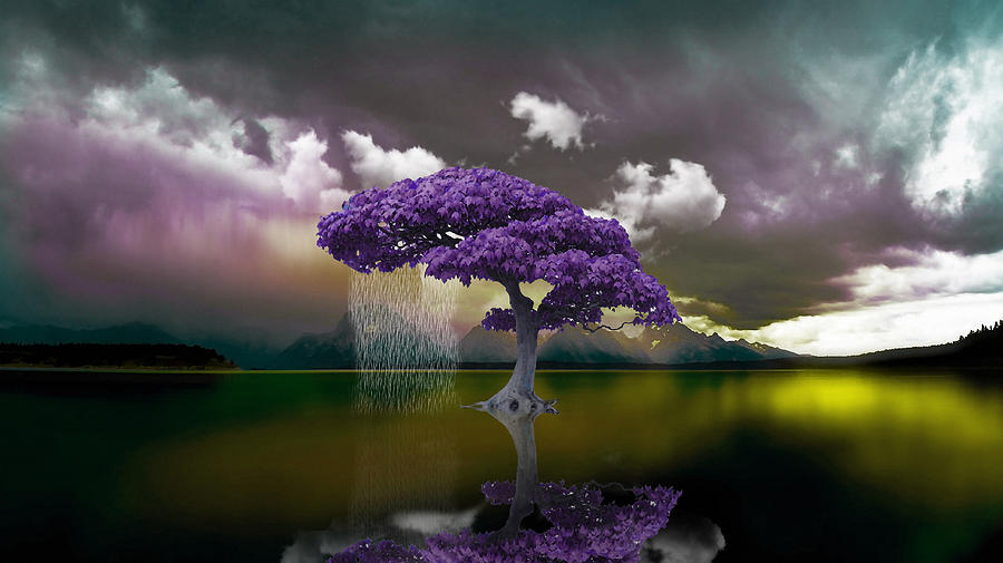 Purple Tree Mixed Media by Marvin Blaine