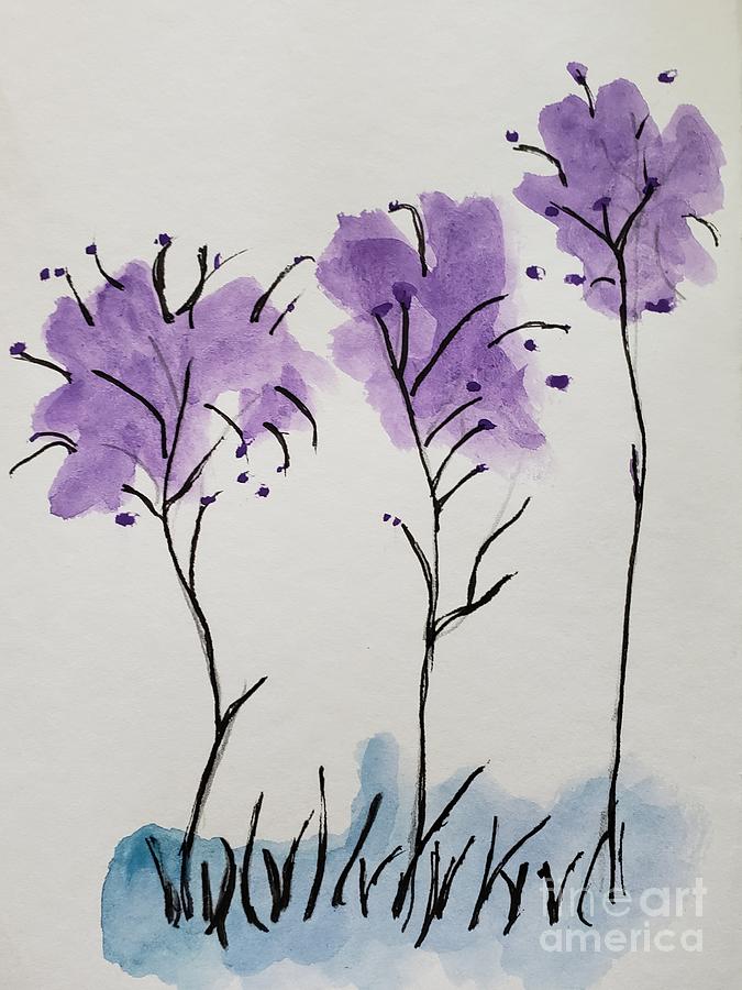 Purple Trees Painting by Margaret Welsh Willowsilk