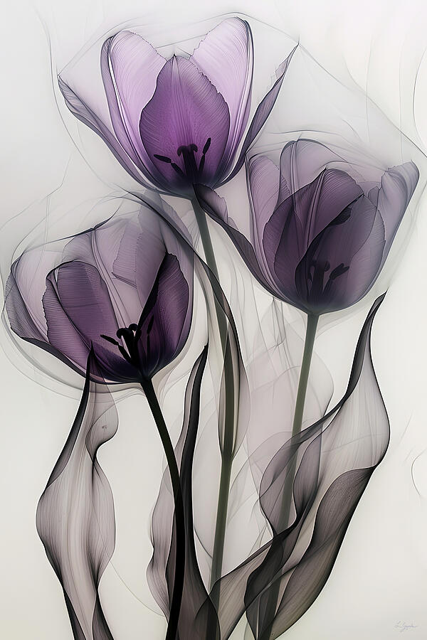 Purple Trio Painting by Lourry Legarde