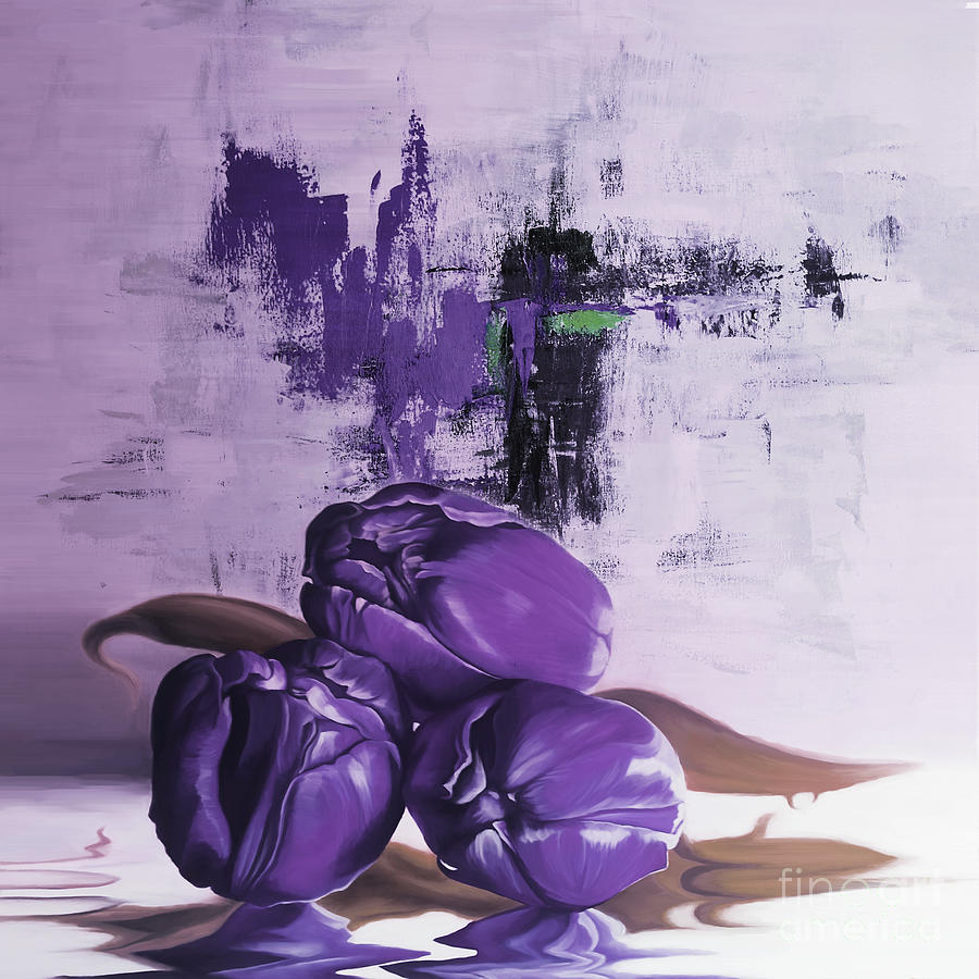 Purple Tulip art hhd1a Painting by Gull G