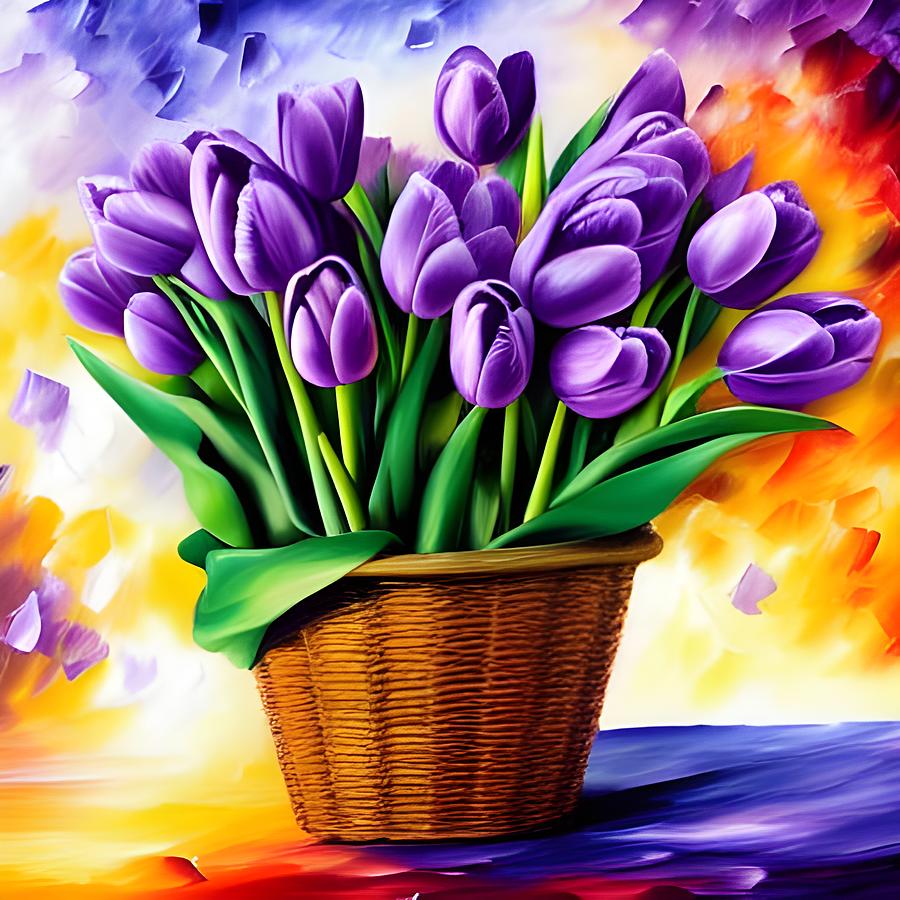 Purple Tulips Digital Art by April Cook
