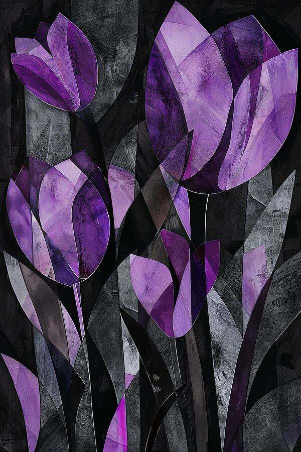 Purple Tulips Painting by Lourry Legarde