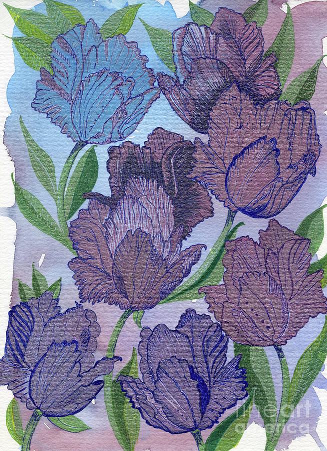 Purple Tulips Painting by Norma Appleton