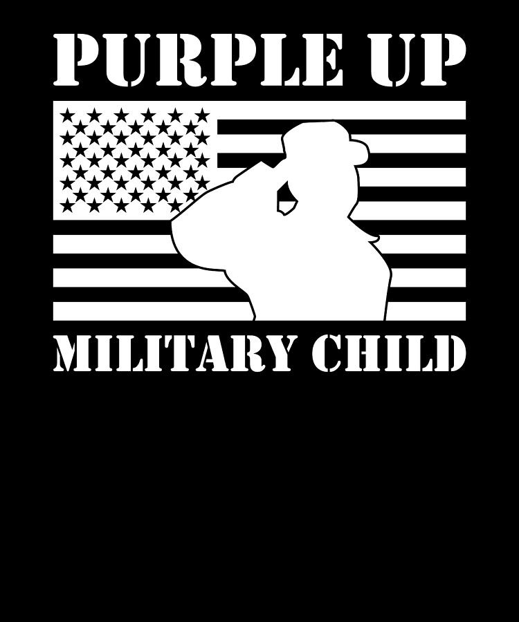 Purple Up Military Kids Military Child Retro US Flag Digital Art by ...