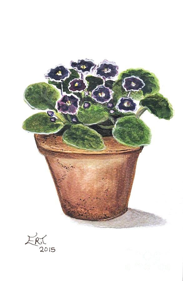 Purple Violets Painting by Elizabeth Robinette Tyndall
