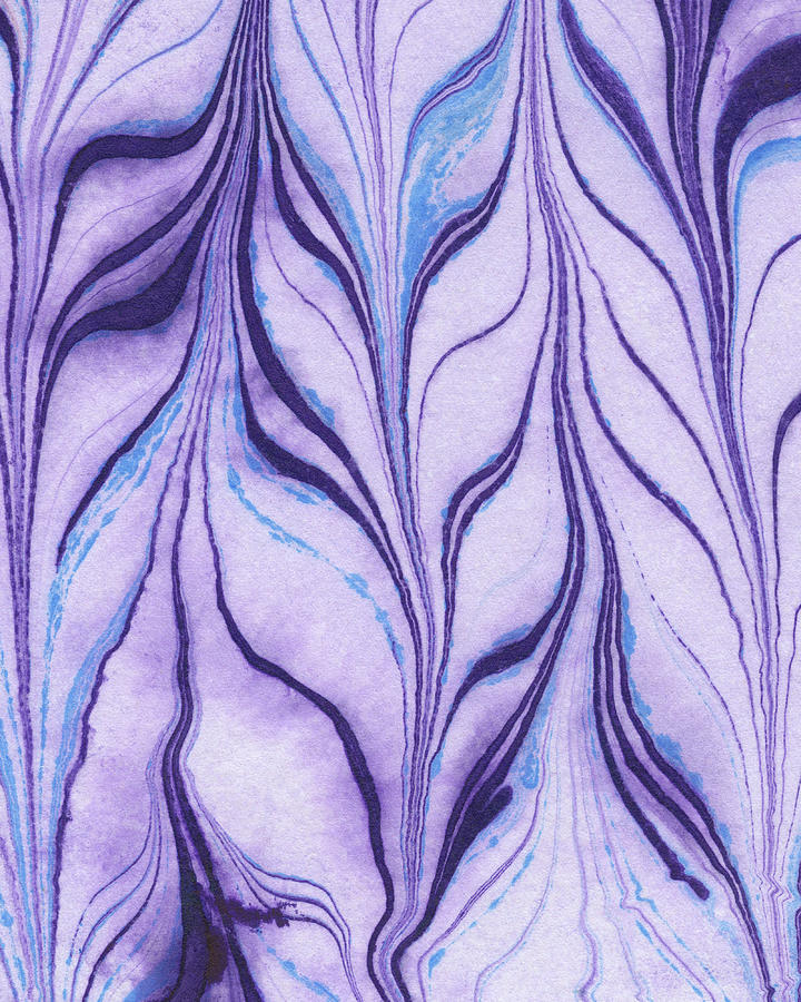 Purple Watercolor Feather Leaves Flow Organic Nature Art II Painting by Irina Sztukowski