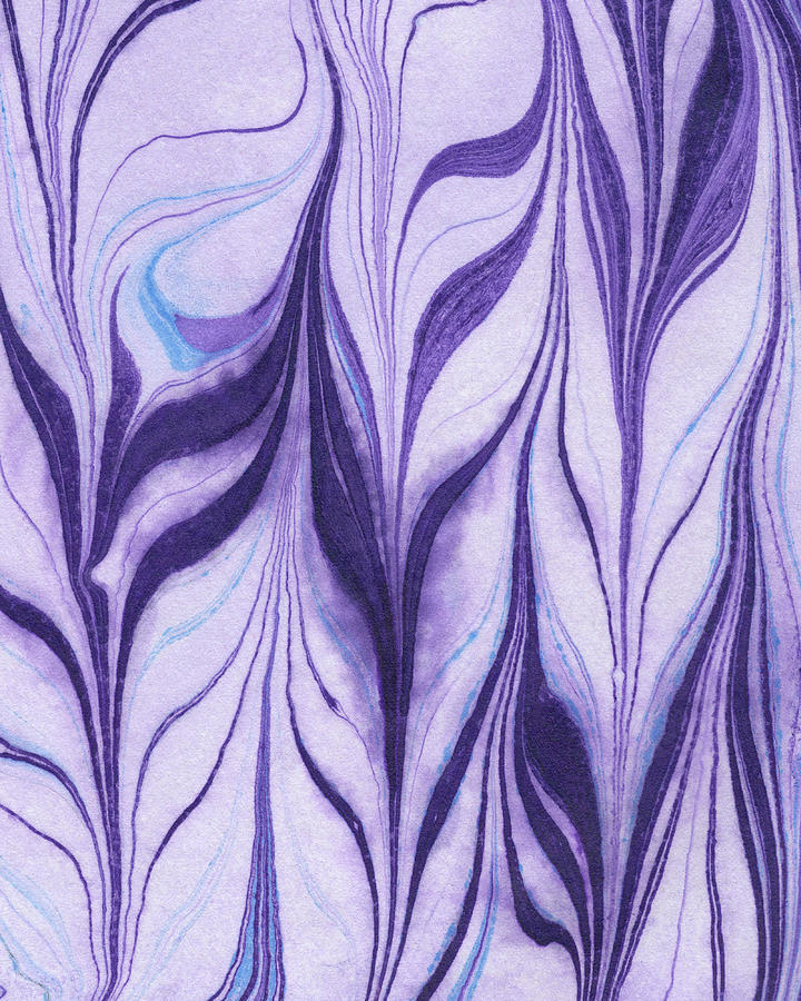 Purple Watercolor Feather Leaves Flow Organic Nature Art III Painting by Irina Sztukowski