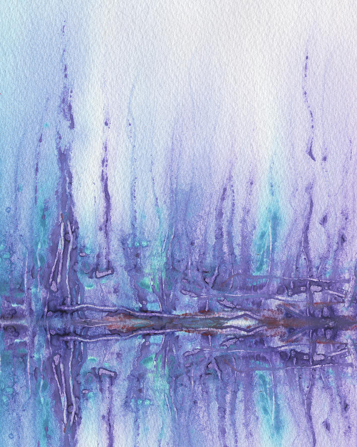 Purple Watercolor Pond With Reflections Painting by Irina Sztukowski